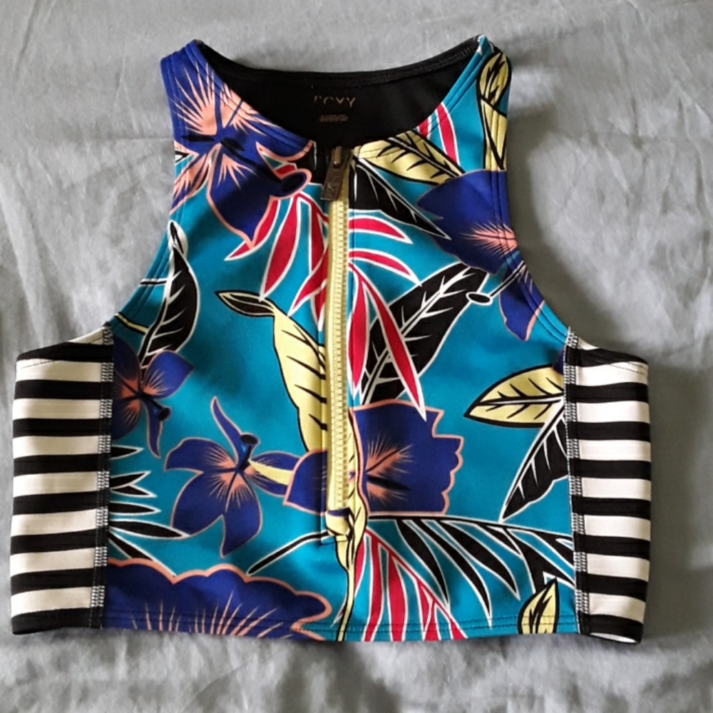 Roxy Zip-Up Racerback Bikini Top